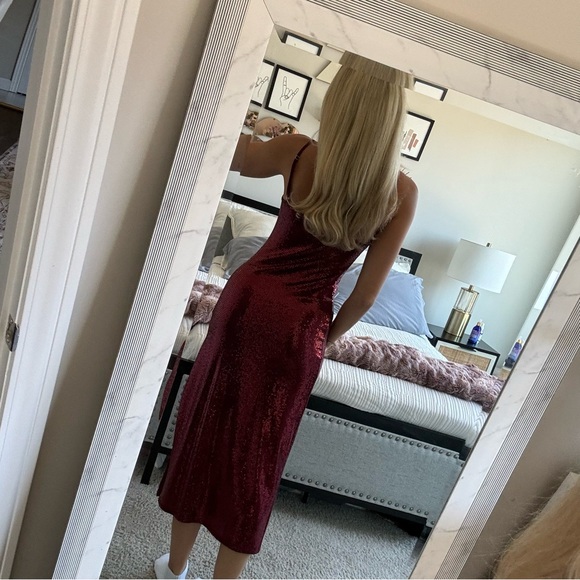 Bebe Red Sequin Disco Dot Maxi Dress - Picture 4 of 12